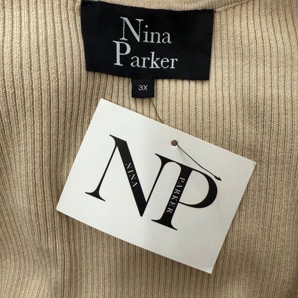 NINA PARKER Macy's Plus Ribbed Rayon Beige Pullover Sweater, NWT! Size 3X - Picture 7 of 8